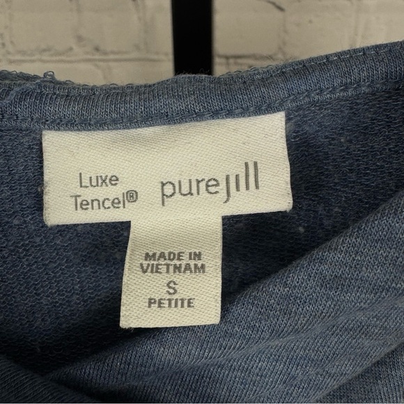 Pure Jill Luxe Tencel Blue Pocket Front Tunic Size Small Petite - Picture 3 of 5